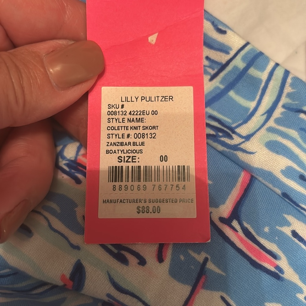 **New**Lilly Pulitzer Blue and Pink Sailboat Skort - Picture 11 of 11